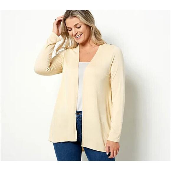 G.I.L.I. NEW‎ $67 Knit Cardigan w/ Beaded Mesh Detail Almond Medium - Picture 1 of 3